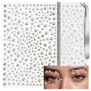 Face Jewels Stick On Pearls Hair Gems  Makeup Gems for Face, Hair, Body, Eye